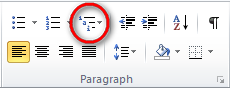 Choose the Define New List Style option from the Multilevel List menu